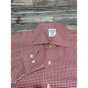 Brooks Brothers‎ Regent Fit Red White Check Size 15 4/5